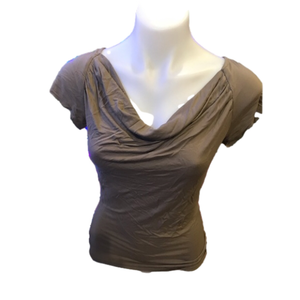 INC Tan Mushroom Coloured Cowl Neck Short Sleeve top